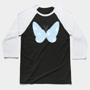 Blue Butterfly Pattern Baseball T-Shirt